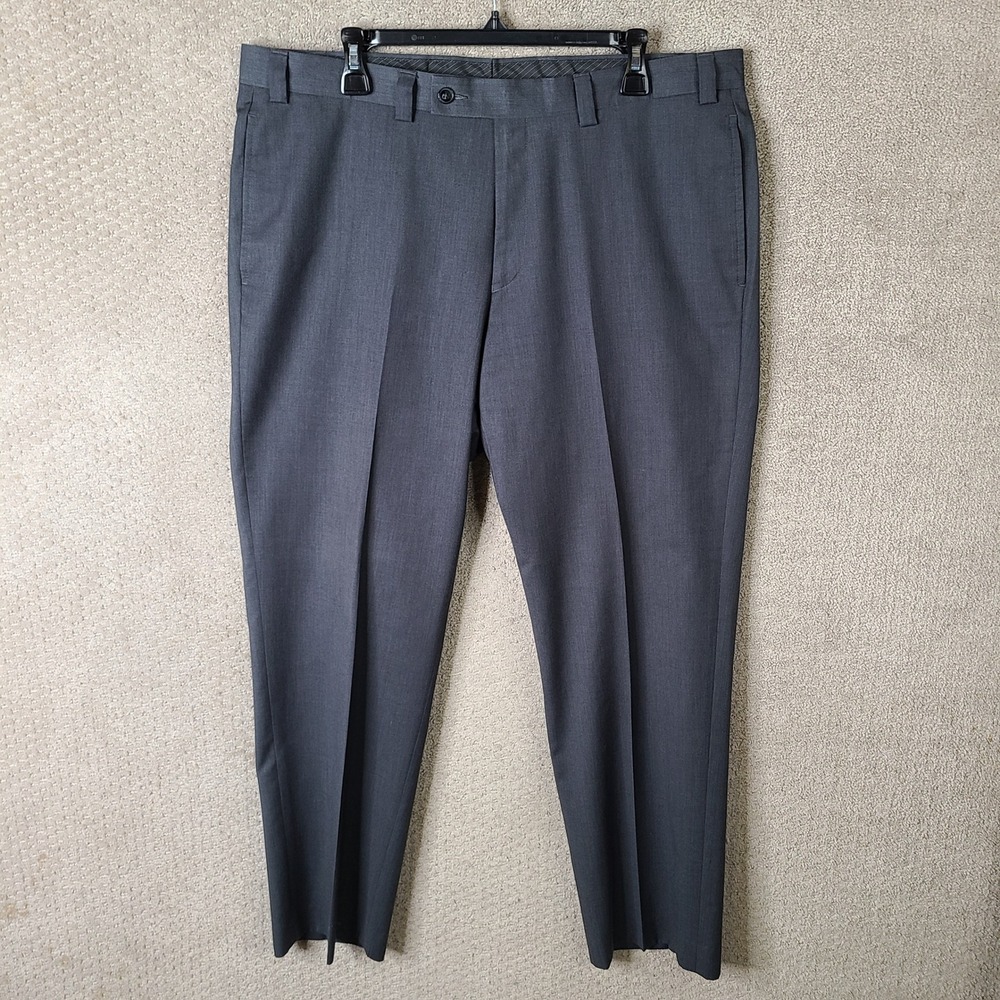 Calvin Klein Pants Mens 38x30 Gray Flat Front Polyester Rayon‎ Dress Trouser